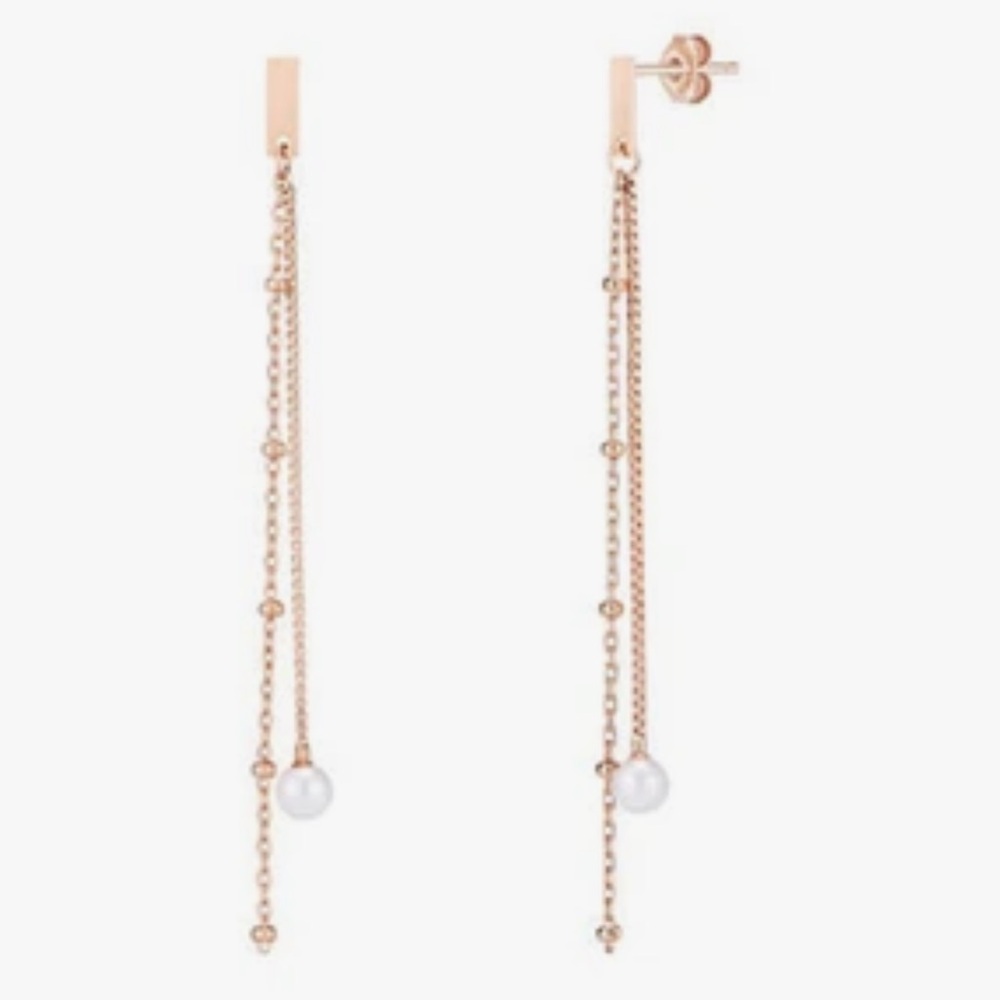 Lauren Conrad Double Dangle Pearl/Rhinestone Earrings